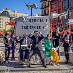 Collaborative action with Mijente against Palantir and ICE in NYC | Sept. 2020