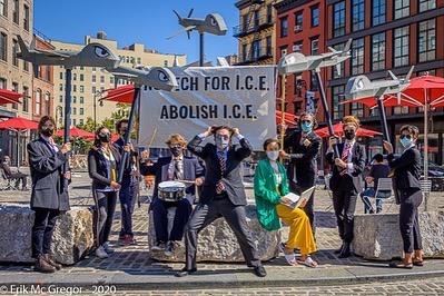 Collaborative action with Mijente against Palantir and ICE in NYC | Sept. 2020